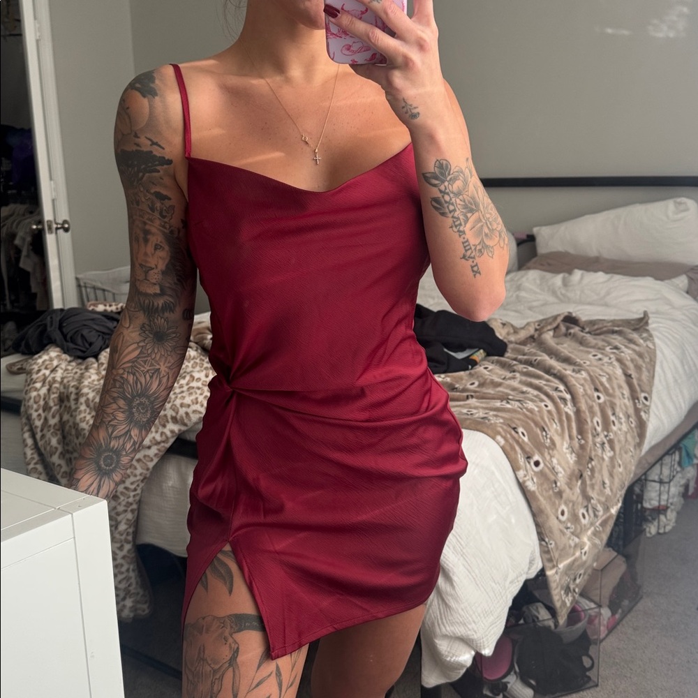 Glam Burgundy Mini Dress